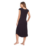 Summer Ladies Home Dress Long Dress Modal Short Sleeves Deep V Lace Home Skirt
