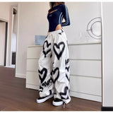 Spice Girls Casual Fashion Trousers Y2k Hip Hop Love Graffiti Tight Rope Wide Leg Pants Loose Mop 68HZ