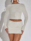 Dilu Y2K Sexy Long-Sleeved T-Shirt Skirt Two-Piece Suit Women's Dress 2025 Autumn And Winter