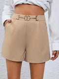 Women's New Fashion Waist Metal Accessories Dress Five-Point Trouser Suit Shorts Trousers Trousers Women