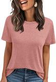 2025 Women's Round Neck New Casual Loose Solid Color Short-Sleeved T-Shirt