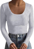 2025 New Women's T-Shirt Basic Thread Round Neck Long Sleeve Sexy Girl Top T Hot Girl