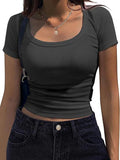 2025 New Round Collar Short-Sleeved Jersey Women's Casual Sexy Knitted Street
