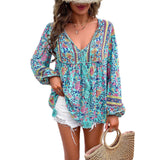 Dili Women's Clothing 2025 Spring And Summer Leisure Holiday Print T-Shirt Long-Sleeved Women's Shirt