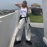 Punk Style Street Trousers Women Hip Jaspan Black Trousers Chain Broad Leg Trousers Hotter Gothic Trousers 68HZ