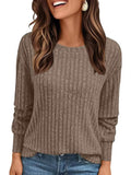 2025 Women's Simple Commuter T-Shirt Women's Pit Round Neck Long-Sleeved Top