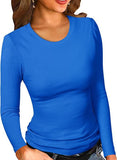 2025 New Women's Modale Ro-Necked T-Shirt Basic Solid Long Sleeve
