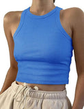 2025 Women's Spring/Summer Short Solid Color Thread Sleeveless T-Shirt Vest