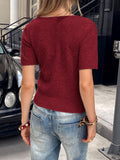 Dili Elegant Hair Knitted Round-Neck Short-Sleeved T-Shirt Women's Sweater Women's Clothing 2025 Autumn And Winter