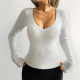 Dili Fashion Solid Color Long Sleeve Bottom Vest T-Shirt Women's Clothing 2025 Autumn And Winter