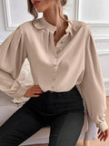 Spring 2025 New Elegant Solid Color Collar Long Sleeve Single-D Row Button Loose Women's Top Shirt Women