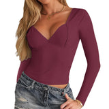 Dili 2025 Autumn And Winter Y2K Women's Vcollar Fit Bottom Long-Sleeved Top