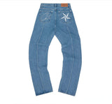 Star Embroidered Jeans High Street Men And Women Y2K Harajian Hung-Hangssy Loose Casual Pants 68HZ