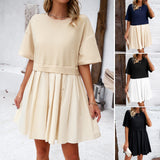 Dili Women's Clothing 2025 Spring And Summer Temperament Elegant Short-Sleeved Splicing Dress