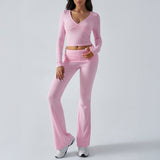 Dili 2025 Women's Casual Sports Knitted Long-Sleeved Trousers Two-Piece Suit Woman