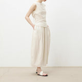 Word Of Mouth Into The Micro-Wrinkled Texture Is Two Wearing Bare Backs With A Half-Dress Linen Set