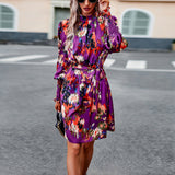 Dili Print Dress Autumn 2025 Autumn Temperament Elegant Long-Sleeved Dress