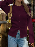 Dili Casual Solid Color Long-Sleeved Button Sweater Women's Clothing 2025 Autumn And Winter