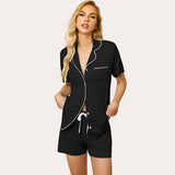 Summer Ladies Pajamas Set Short Sleeve Shorts Two-Set Button Top Soft Homewear
