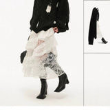 Lace-Level Dress Design Picts Cake Dress White Medium Long Half Dress Girl New 68HZ