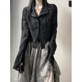 Autumn 2025 New Gothic Dark Style Top Design Small Retro Long-Sleeved Shirt Y2K Style 68HZ