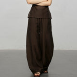 Half-High Collar Sleeveless Topless Rope Oak Waist Banana Pants Summer Female Romantic Literature And Art Dingal Aesthetic Suit