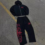 Corteiz Zipper Hoodie Loose High Street Tide Set Print Trousers Casual Set 68HZ