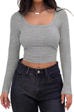2025 New Explosion Thread Pit Strip Repair Short Long-Sleeved Square T-Shirt Girl