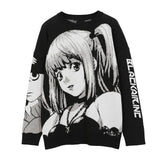 Two-Dimensional Anime Sweater Women In Harajuku Wind Round Knitted Knitted Jersey Hip Hop Dark Women's Clothing 68HZ