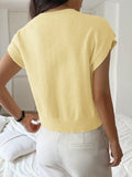 Dili Leisure Vacation Deep V Solid Color Short Sleeve Sweater Women's Winter 2025