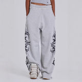 New Retro Print Trousers Men's And Women's High Street Design Trousers 68HZ