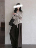 Spring New Commute Loose Striped With High-Necked Shirt Relaxation Wearing Top Dress Woman
