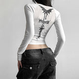 New Street Fashion Print Long-Sleeved Round Collar Dew T-Shirt Girl In Autumn And Winter 2025 68HZ