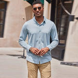 Men's Shirt Autumn And Winter New Long-Sleeved Collar Solid Shirt Casual Dress Top Men