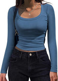 2025 New Thread Pit Strips Long-Sleeved Square T-Shirt Women's T-Shirt
