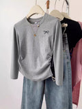 Dili Simple Holiday Solid Color Long-Sleeved Sweater T-Shirt Women's Clothing 2025 Autumn And Winter