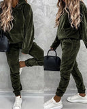 New Casual Ladies Set Solid Color Hooded Hoodie Sweat Trousers Autumn Two-Piece 68HZ
