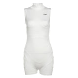 2025 Summer New White Slim High Collar Sleeveless Thin Niche Design Sense Of Match-Suit Woman 68HZ