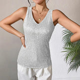 Spring/Summer 2025 New Sexy V-Neck Loose Slid T-Shirt Wears Inside Lady's Small Vest
