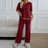 Dili Fashion Women's Clothing 2025 Autumn And Winter Temperament Casual Trousers Short-Sleeved Knitted Suit Woman