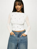 Summer New Women's Casual Print Body Half-Cuttered Long-Sleeved T-Shirt