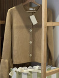 Ins Languid Horn Horn Collar Knitted Cardigan Women Simple Casual Loose Design Sweater Jacket 68HZ