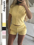 Dili Casual Button T-Shirt Shorts Two-Piece Set Women's 2025 Autumn And Winter