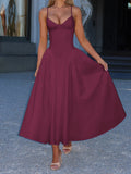 Dili Elegant High-Grade Slings Solid Long Dress Dress Women's 2025 Autumn And Winter