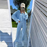 Casual Ladies Set Solid Long Sleeve Zipper Hoodie Tight Trousers Two-Piece Set 68HZ
