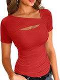 2025 New Products, Irregularly Repairing Short-Sleeved T-Shirt Top Women Women's Clothing