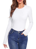 2025 Lady Long-Sleeved Round Collar T-Shirt Sexy Autumn Basic Top T-Shirt