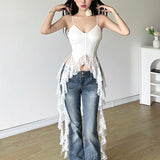 2025WISH Summer New Women's Solid Color Sexy Sling Fashion Lace Vest Women 68HZ