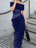 Dili Elegant Evening Dress With Chest Solid Color Bag Hip Long Dress Dress Dress Women's 2025 Autumn And Winter