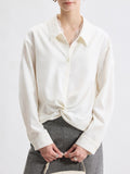 2026 Spring New Comfortable Soft Skin Flat Fake Two Lace Splicing Collar Irregular Kinks Loose Shirt